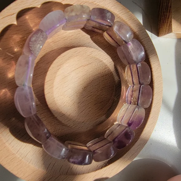 Purple Flourite Bangle Bracelet Natural - Picture 3 of 4